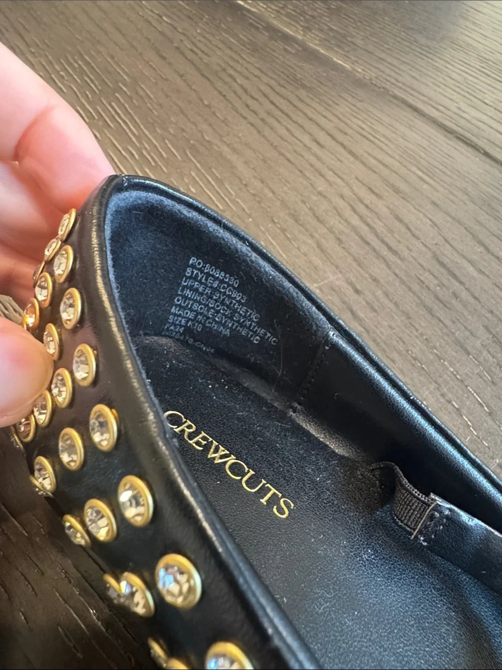 Crewcuts / J Crew Black Mary Jane Flats with Gold Stud Detailing